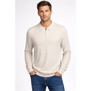 NWT The Commons Men's Sz L Purple Blue Polo Sweater Cotton Cashmere Preppy